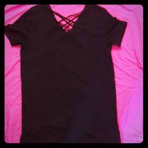PINK XS Lace VNeck Campus Tee